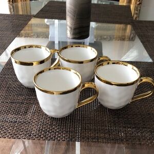 Elanze Designs Gold rimmed and White Tea Cups Set of 4
